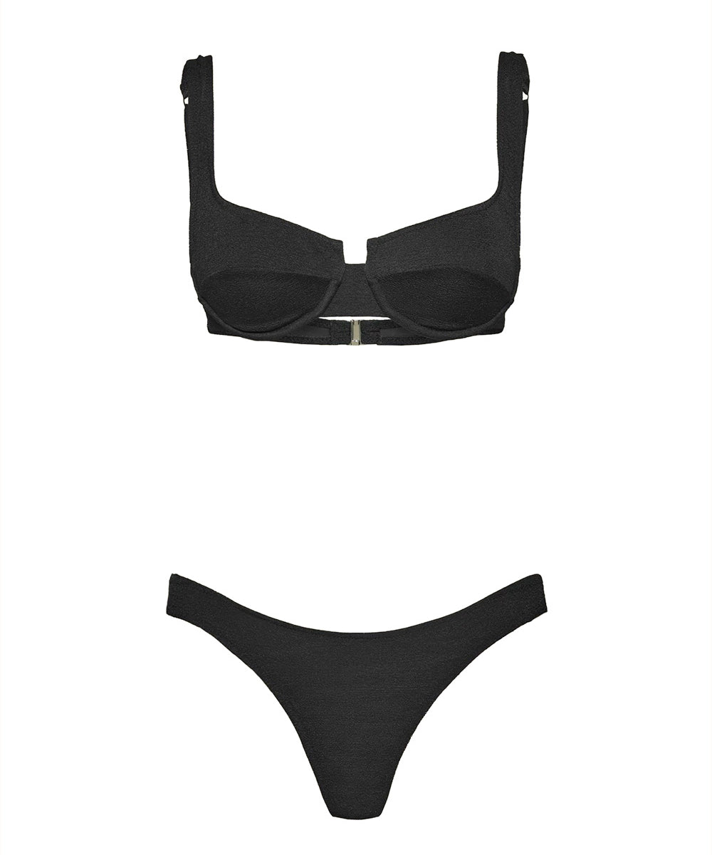 Costume bikini con reggiseno ferretto e brasiliano fisso EFFEK Donna - Nero