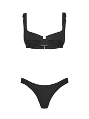 Costume bikini con reggiseno ferretto e brasiliano fisso EFFEK Donna - Nero