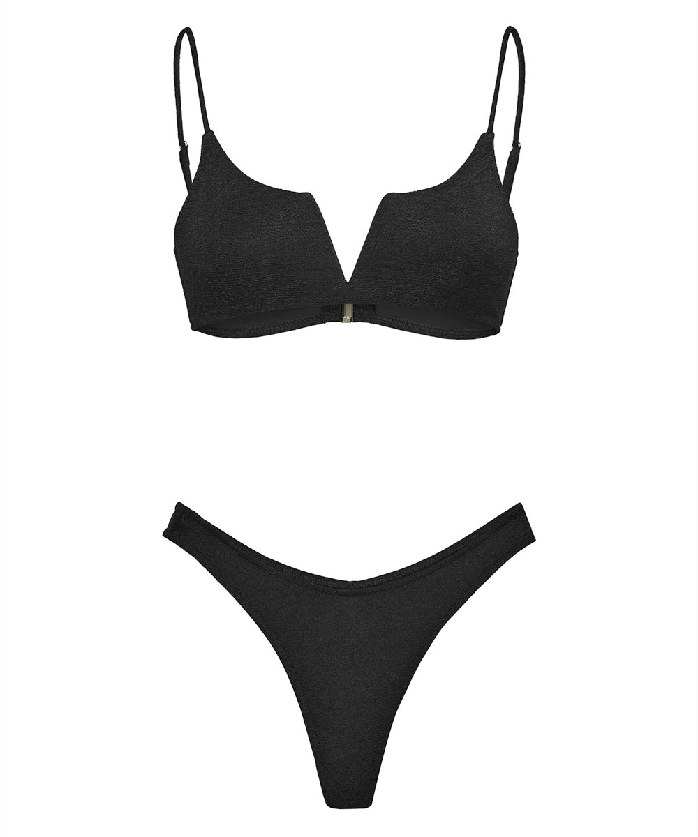 Costume bikini con top fisso e americano fisso EFFEK Donna - Nero