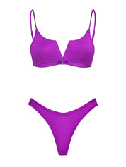 Costume bikini con top fisso e americano fisso EFFEK Donna - Viola