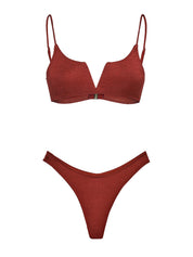 Costume bikini con top fisso e americano fisso EFFEK Donna - Marrone