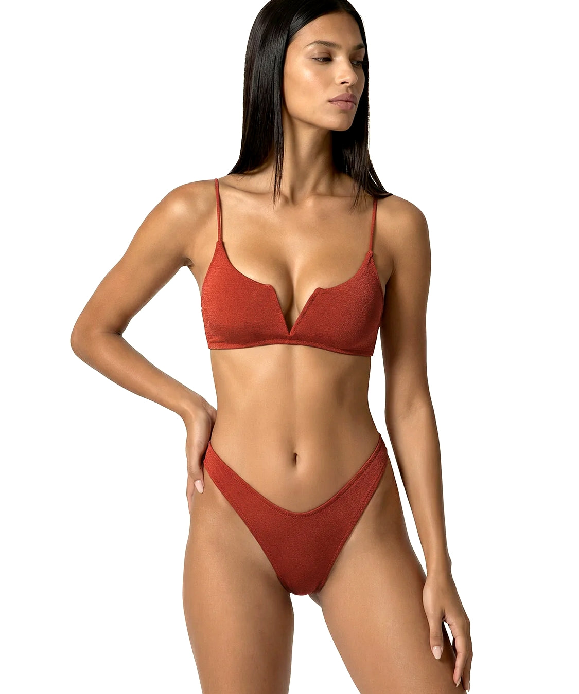 Costume bikini con top fisso e americano fisso EFFEK Donna - Marrone