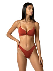 Costume bikini con top fisso e americano fisso EFFEK Donna - Marrone