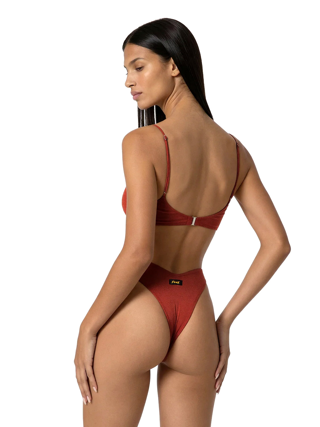 Costume bikini con top fisso e americano fisso EFFEK Donna - Marrone