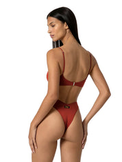 Costume bikini con top fisso e americano fisso EFFEK Donna - Marrone