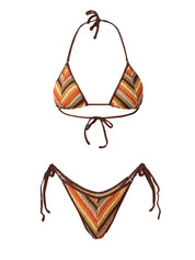 Costume bikini con tringolo alto e slip regolabile EFFEK Donna - Marrone