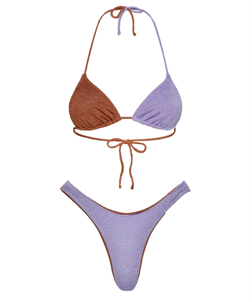 Costume bikini con triangolo e americano fisso EFFEK Donna - Viola
