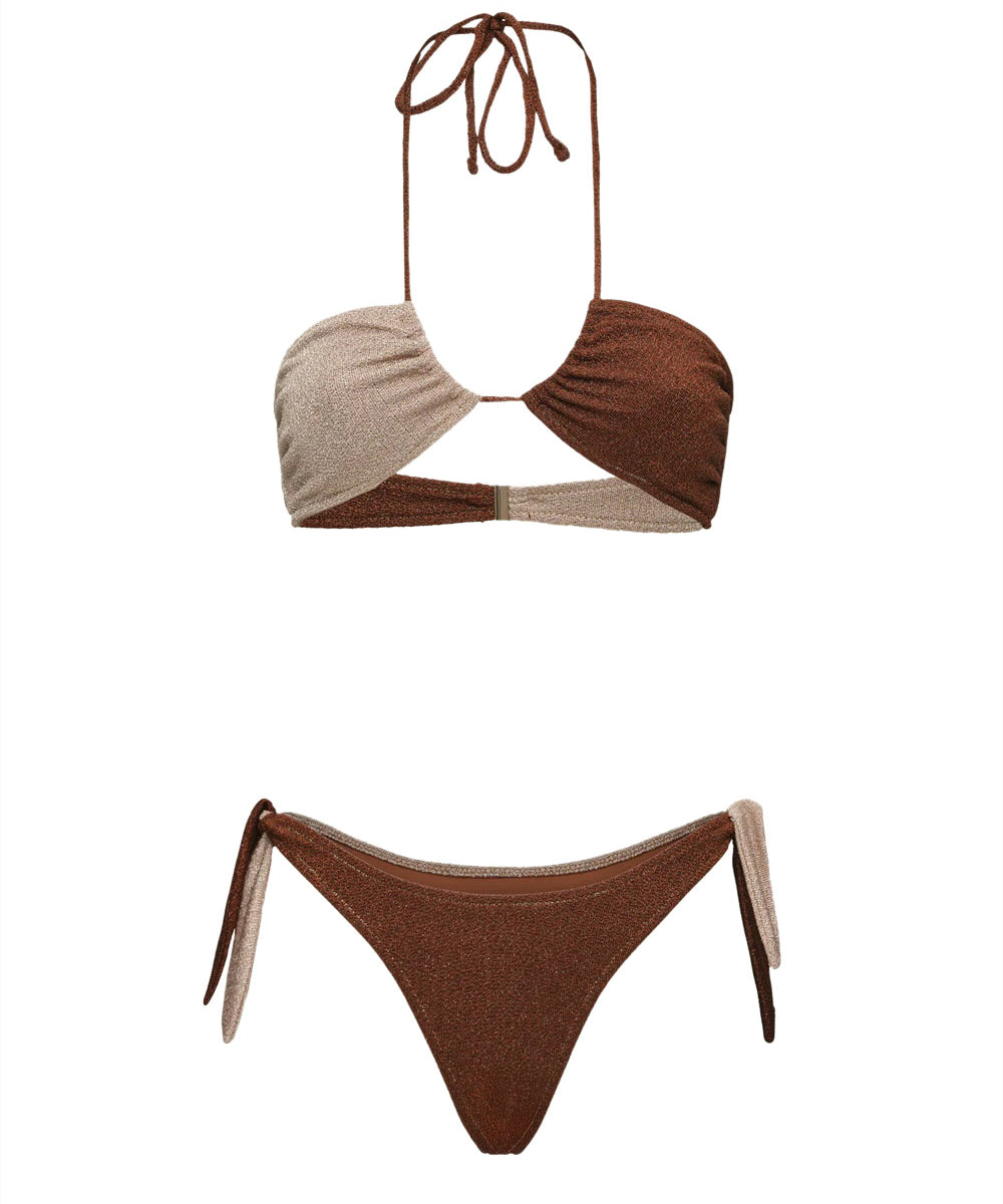 Costume bikini con fascia e americano regolabile EFFEK Donna - Marrone