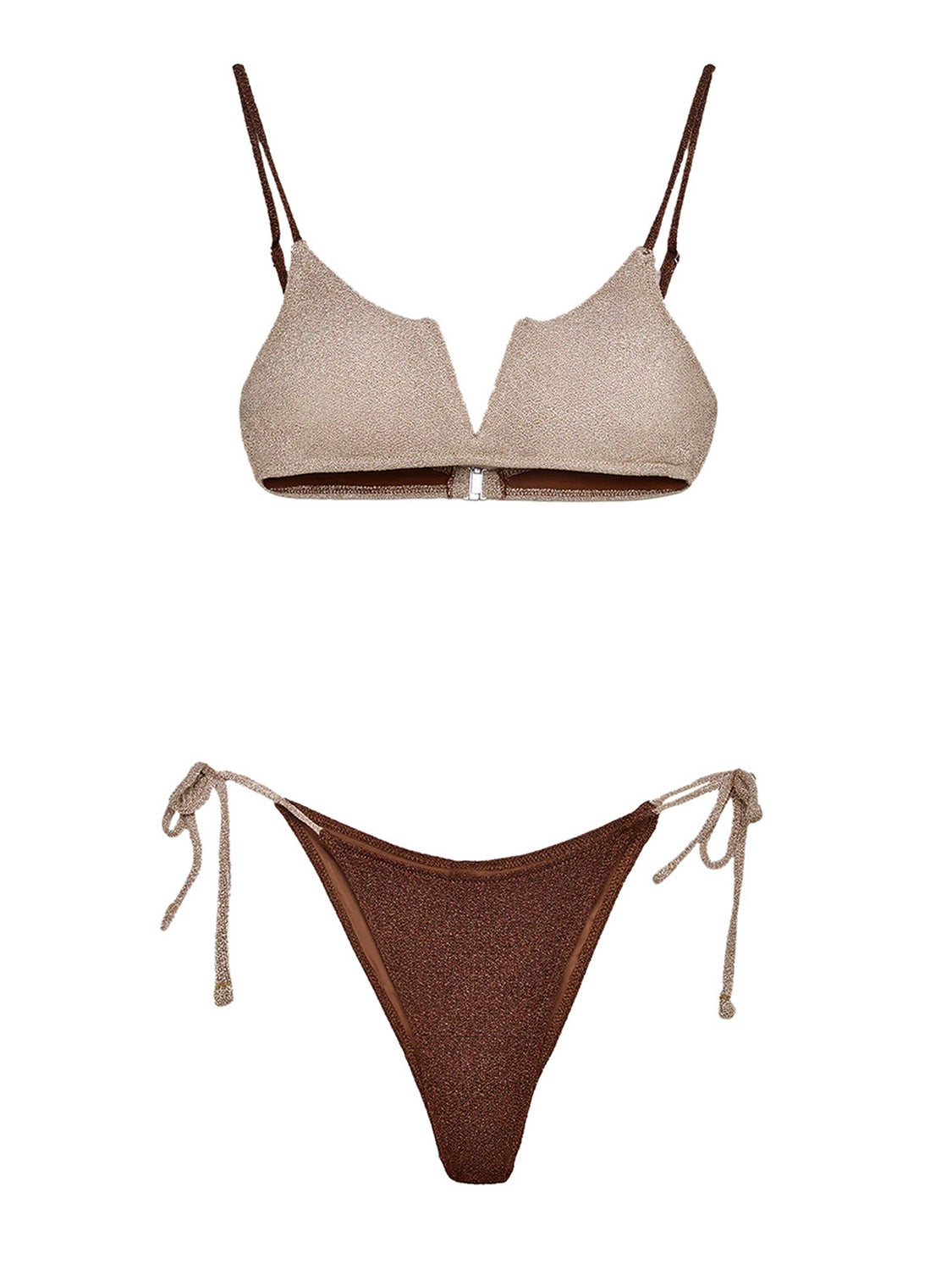 Costume bikini con top fisso e slip regolabile EFFEK Donna - Marrone