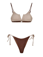 Costume bikini con top fisso e slip regolabile EFFEK Donna - Marrone