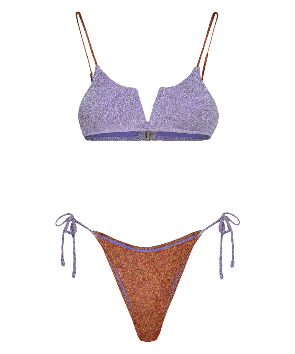 Costume bikini con top fisso e slip regolabile EFFEK Donna - Viola