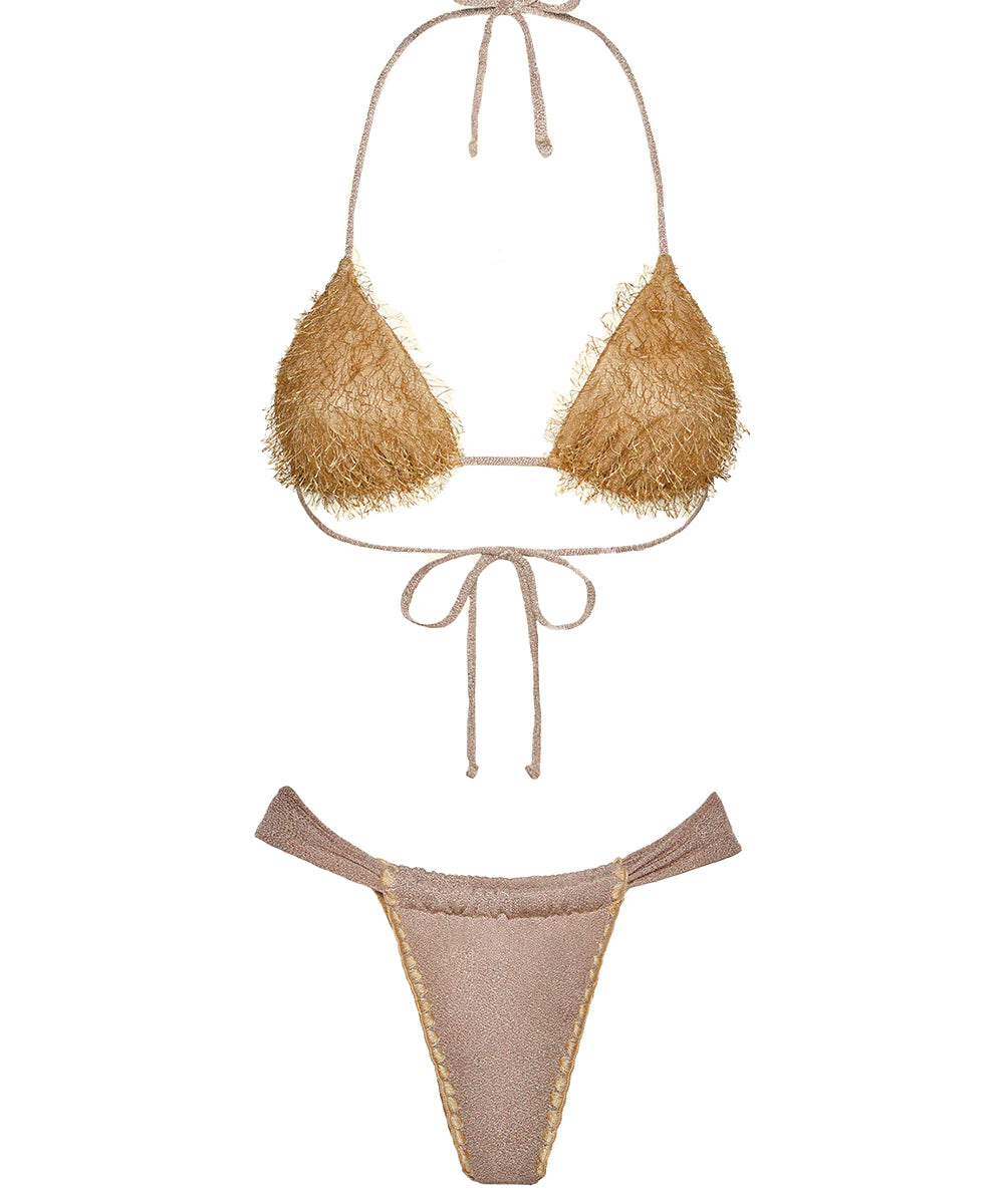 Costume Bikini con triangolo e brasiliano fisso EFFEK Donna - Oro