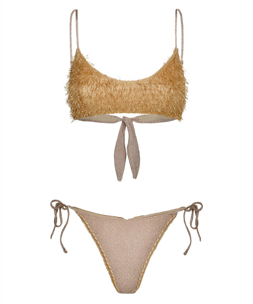 Costume bikini con top fisso e slip regolabile EFFEK Donna - Oro