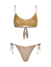 Costume bikini con top fisso e slip regolabile EFFEK Donna - Oro
