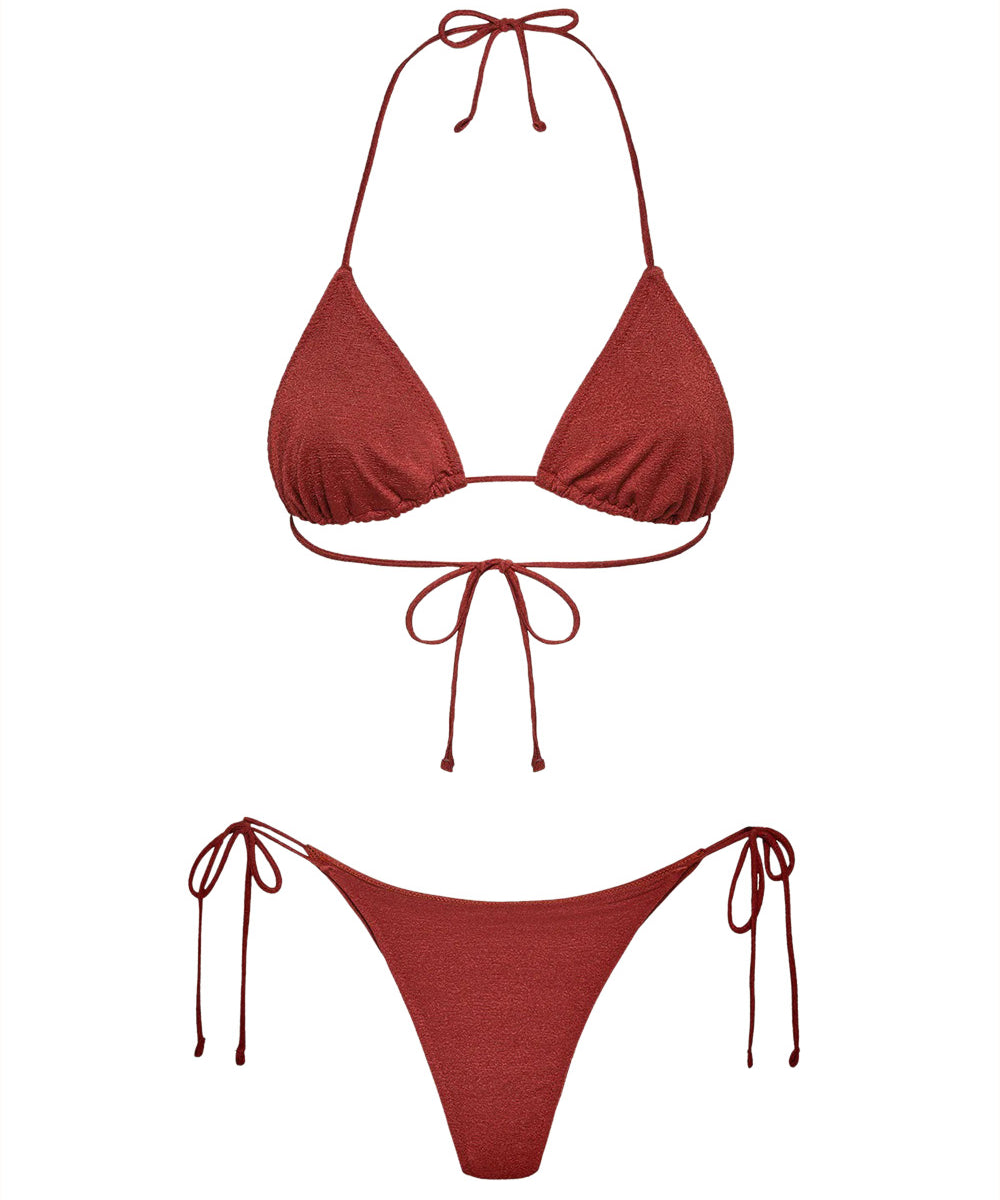 Costume bikini con triangolo e slip regolabile EFFEK Donna - Marrone