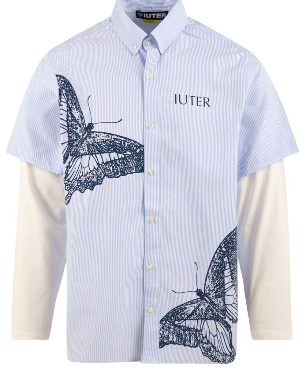 Camicia Butterfly stripes double ls IUTER Uomo - Blue