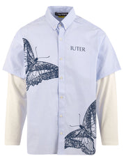 Camicia Butterfly stripes double ls IUTER Uomo - Blue
