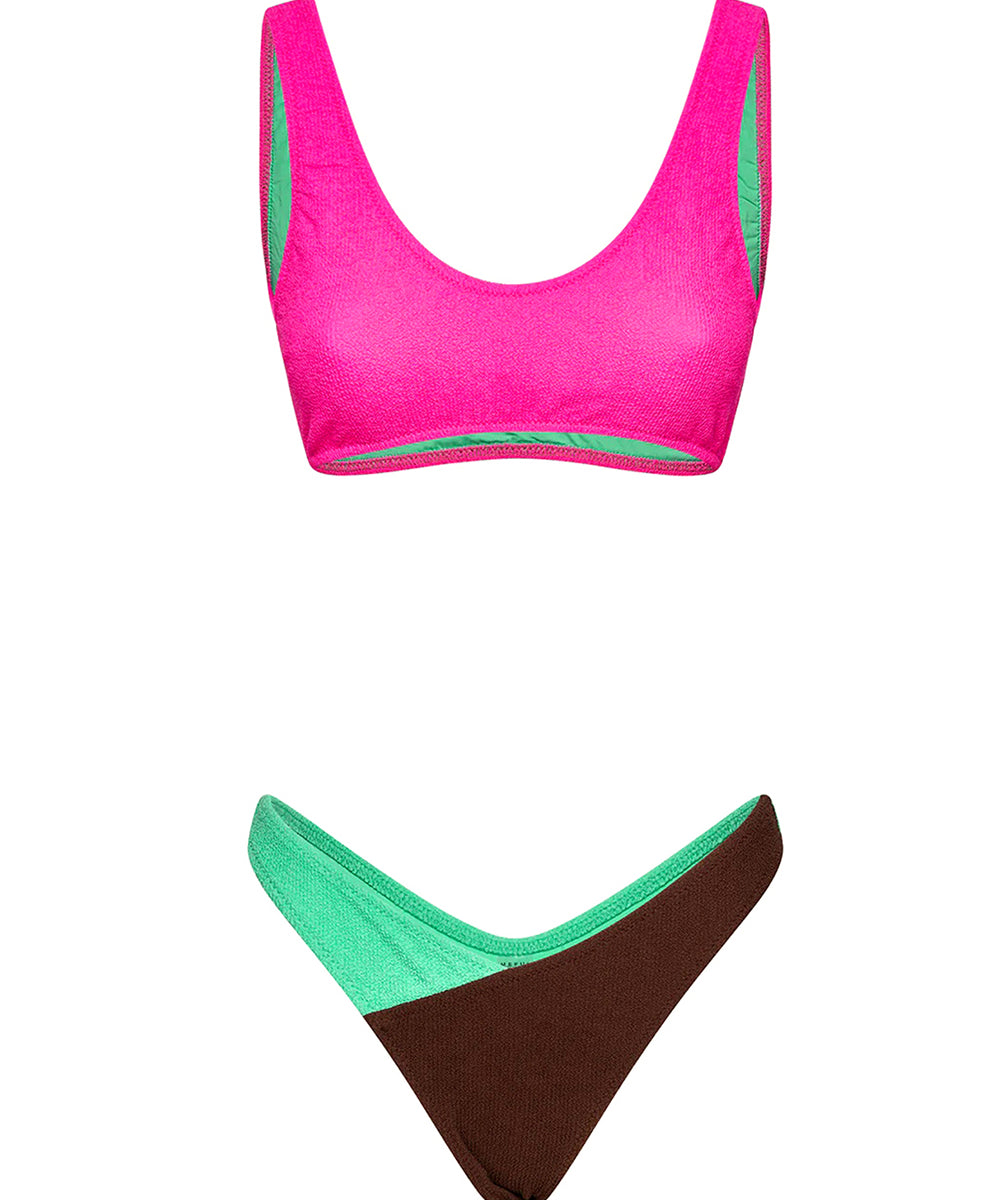 Costume bikini con top fisso e americano fisso ME FUI Donna - Fuxia