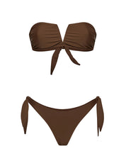 Costume bikini con fascia a V e slip regolabile ME FUI Donna - Marrone
