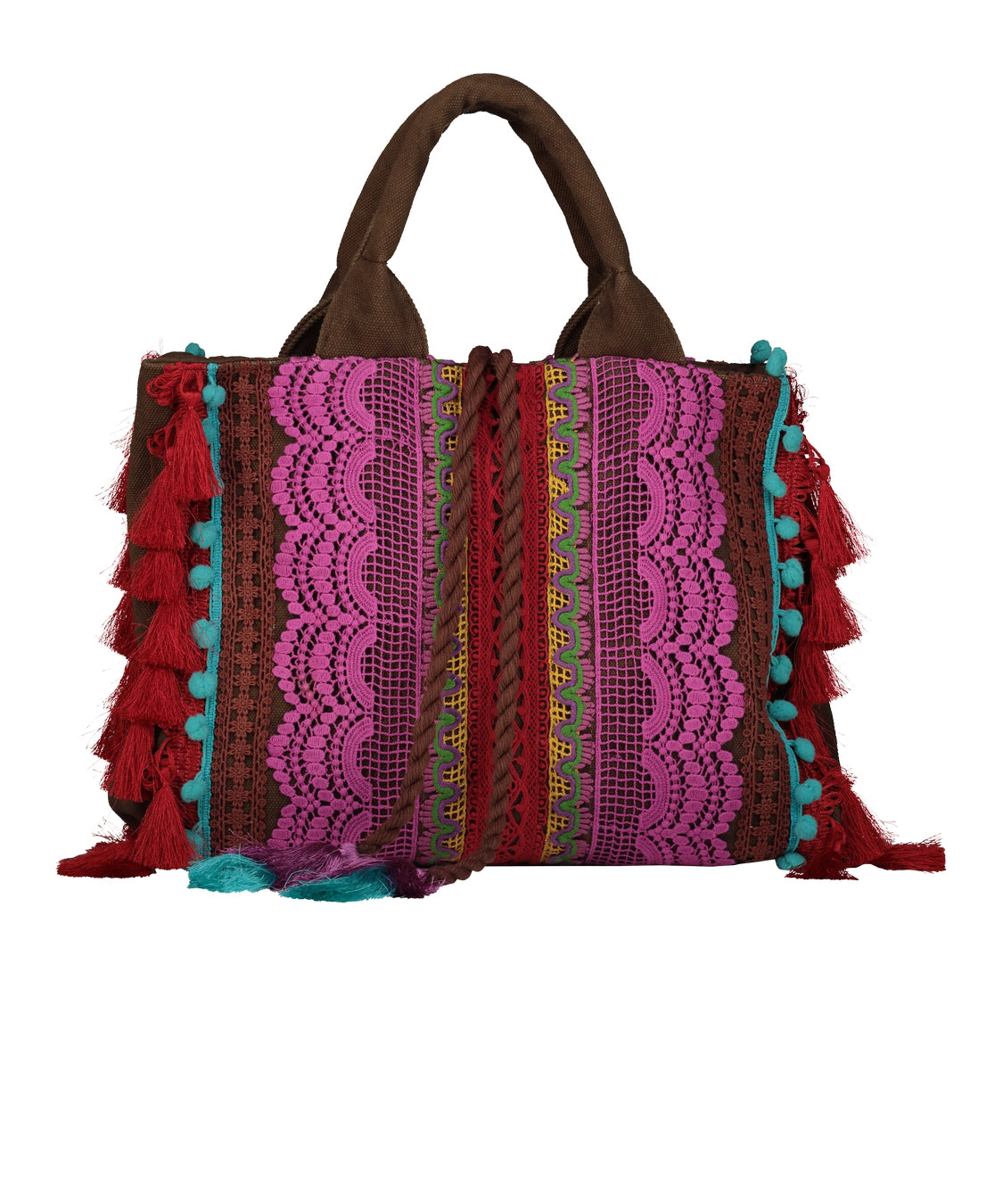 Borsa Tote con pizzo e nappe MISS BIKINI Donna - Multicolore