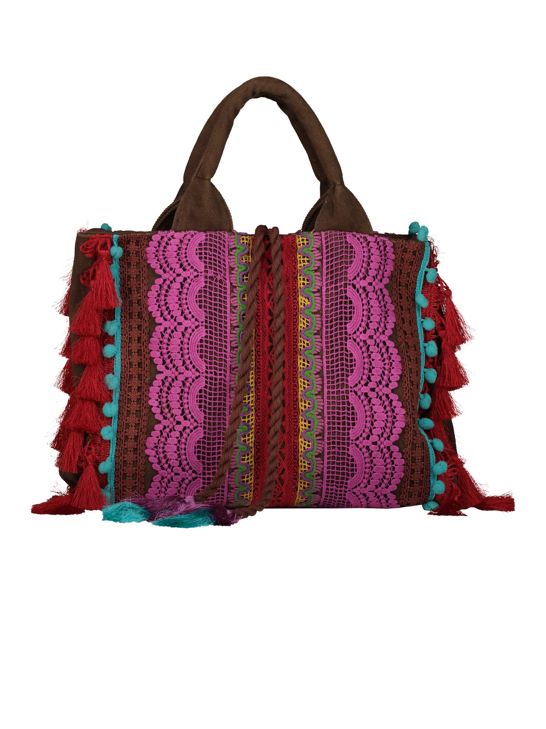 Borsa Tote con pizzo e nappe MISS BIKINI Donna - Multicolore
