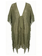 Copricostume poncho rete paillettes MISS BIKINI Donna - Verde