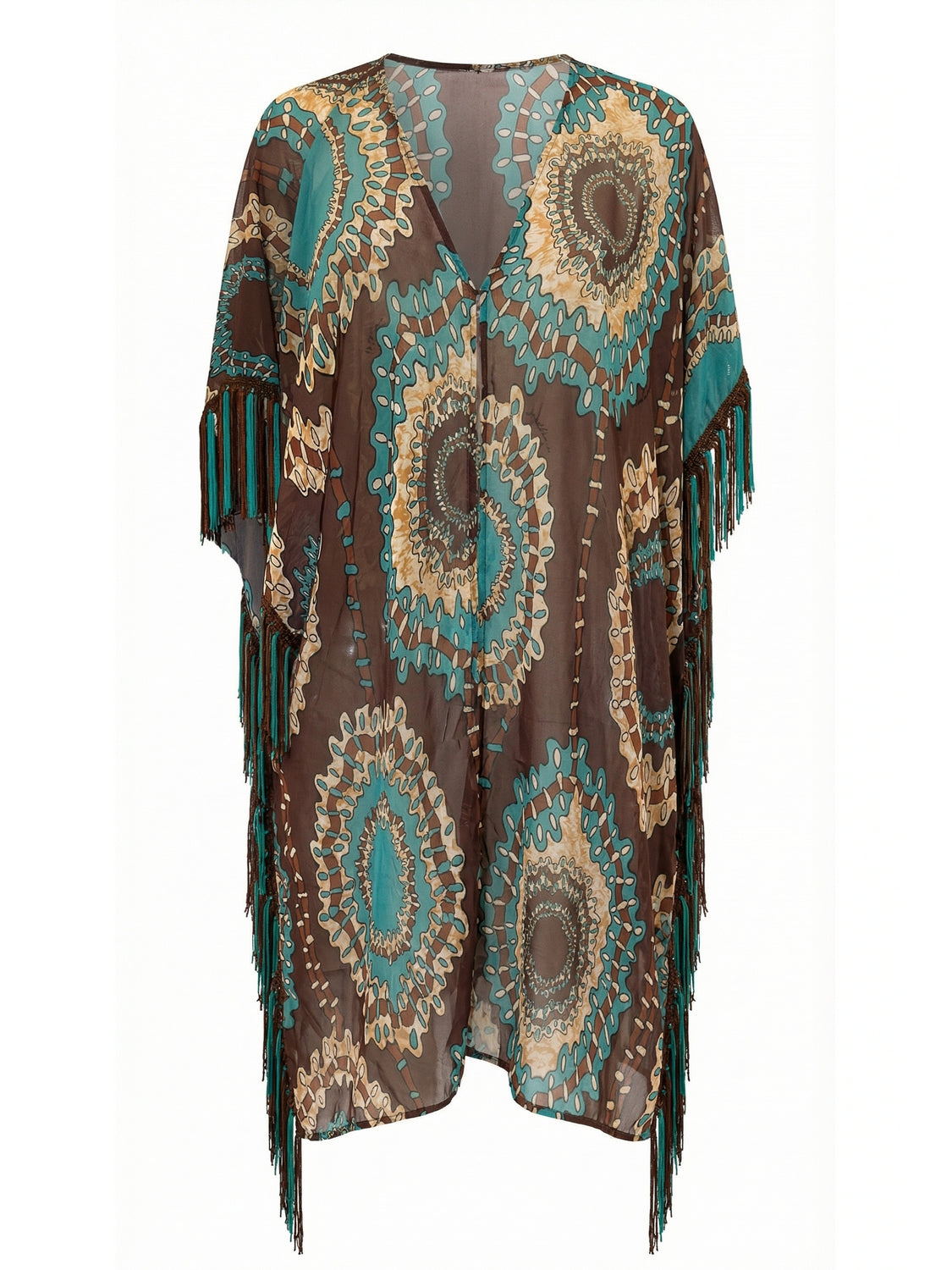 Copricostume poncho con frange MISS BIKINI Donna - Marrone