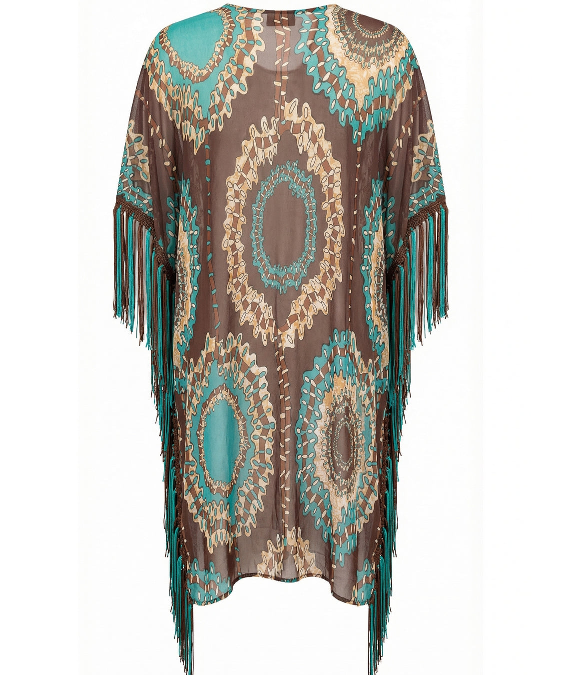 Copricostume poncho con frange MISS BIKINI Donna - Marrone