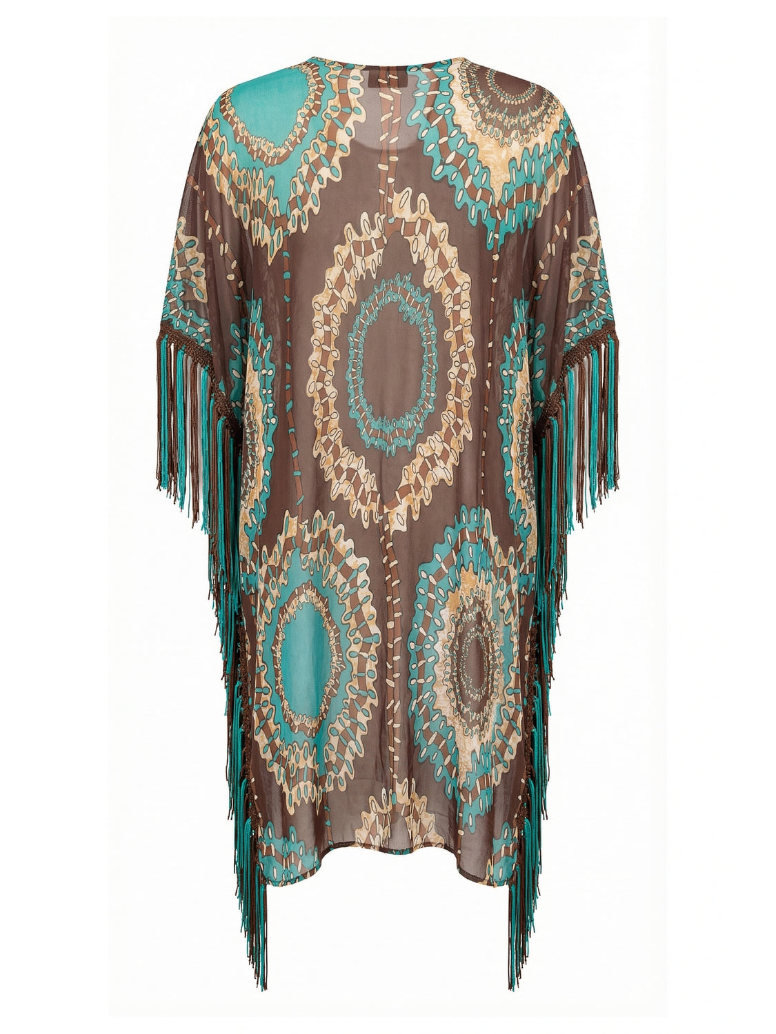Copricostume poncho con frange MISS BIKINI Donna - Marrone