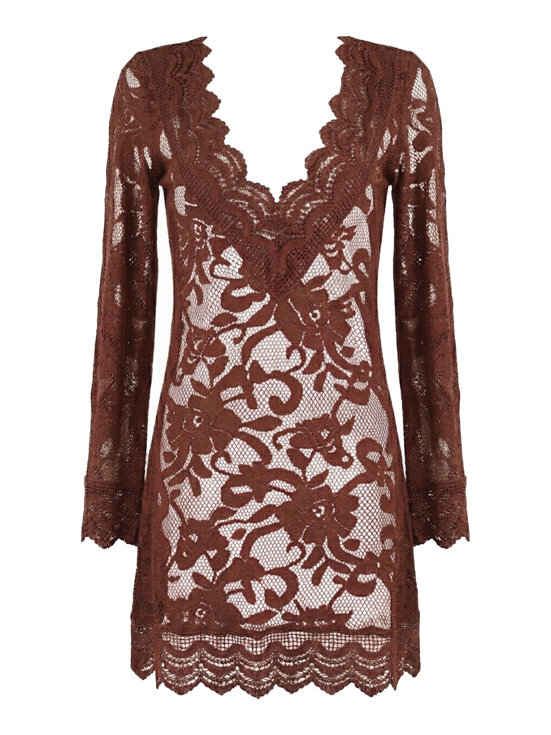 Abito corto pizzo tombolo MISS BIKINI Donna - Marrone
