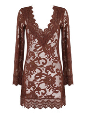 Abito corto pizzo tombolo MISS BIKINI Donna - Marrone