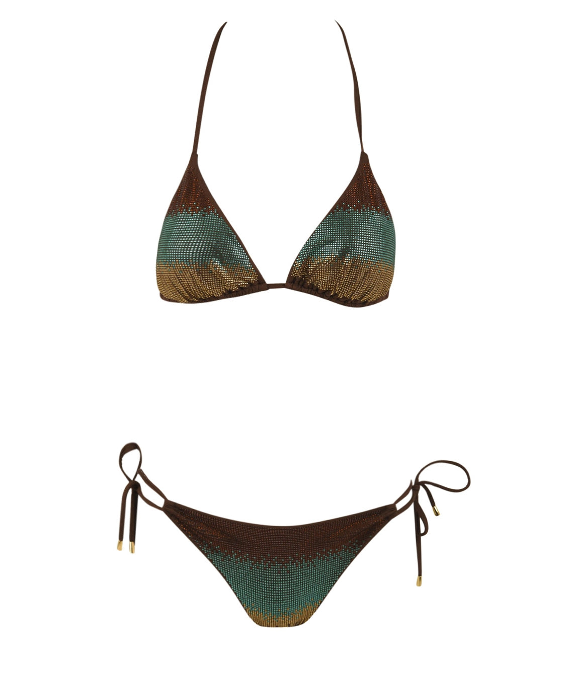 Costume bikini triangolo slip Brasile full strass MISS BIKINI Donna - Marrone