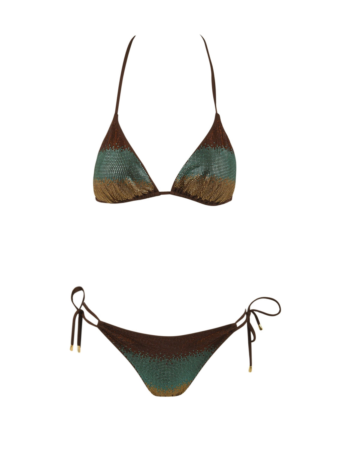 Costume bikini triangolo slip Brasile full strass MISS BIKINI Donna - Marrone