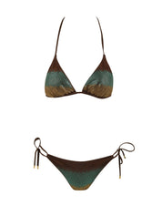 Costume bikini triangolo slip Brasile full strass MISS BIKINI Donna - Marrone