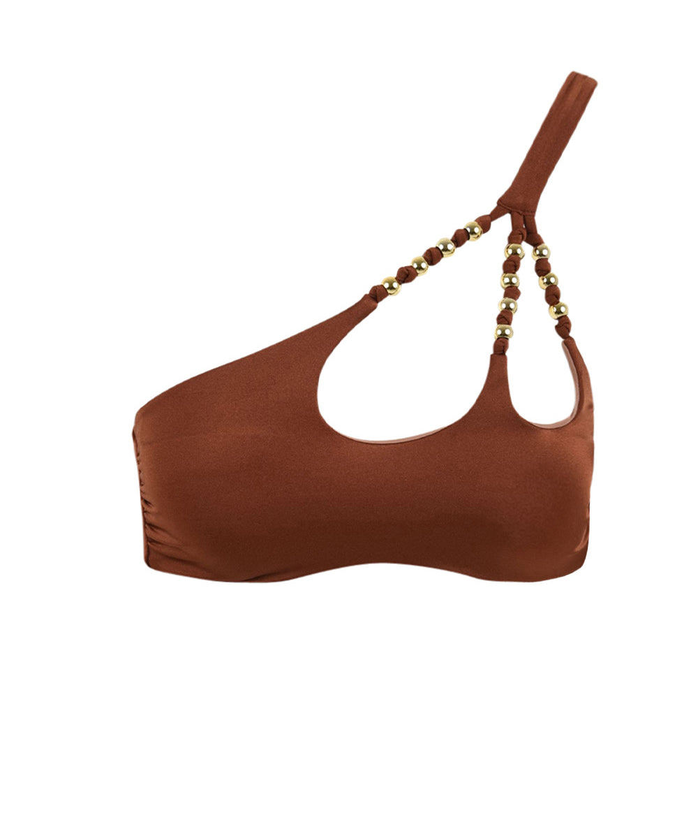 Costume monospalla perline MISS BIKINI Donna - Marrone