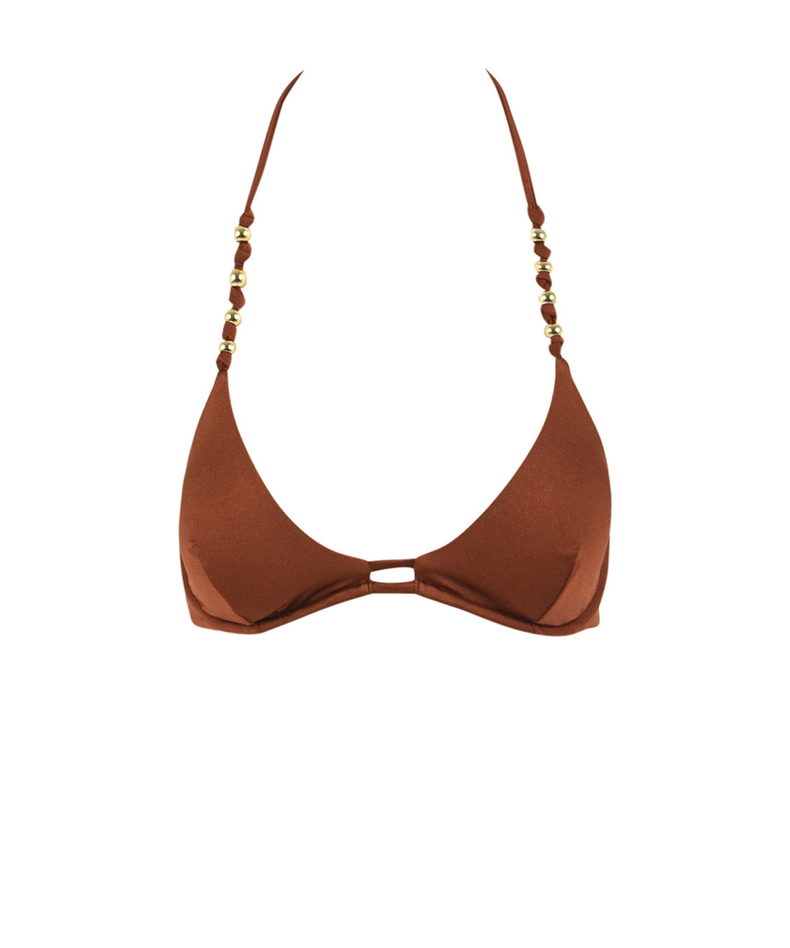 Costume triangolo ferretto perline MISS BIKINI Donna - Marrone