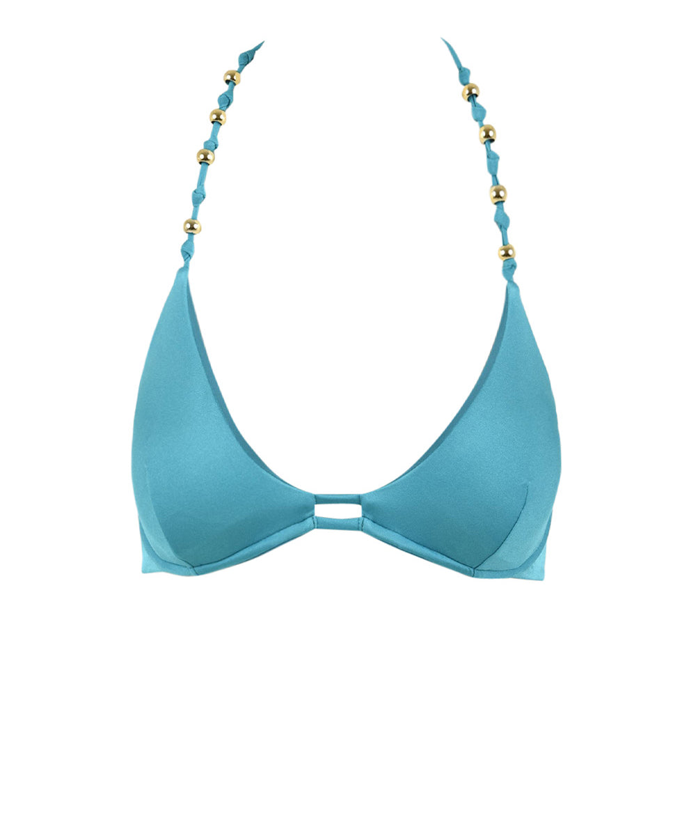 Costume triangolo ferretto perline MISS BIKINI Donna - Blue