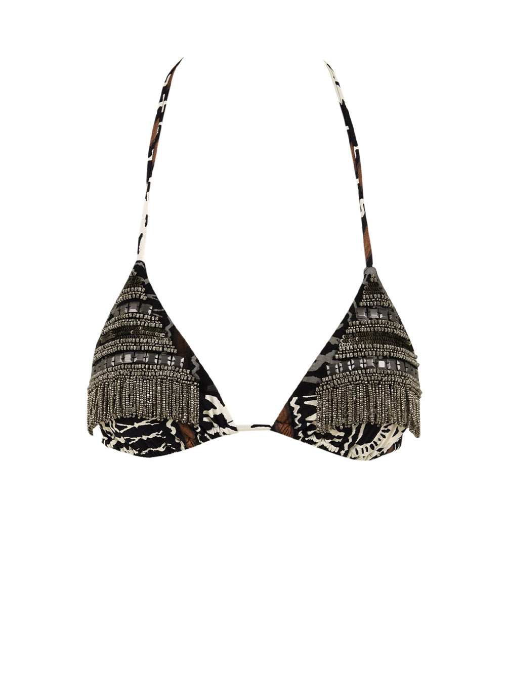 Costume triangolo ricamo etcnico MISS BIKINI Donna - Nero