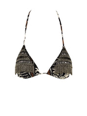 Costume triangolo ricamo etcnico MISS BIKINI Donna - Nero