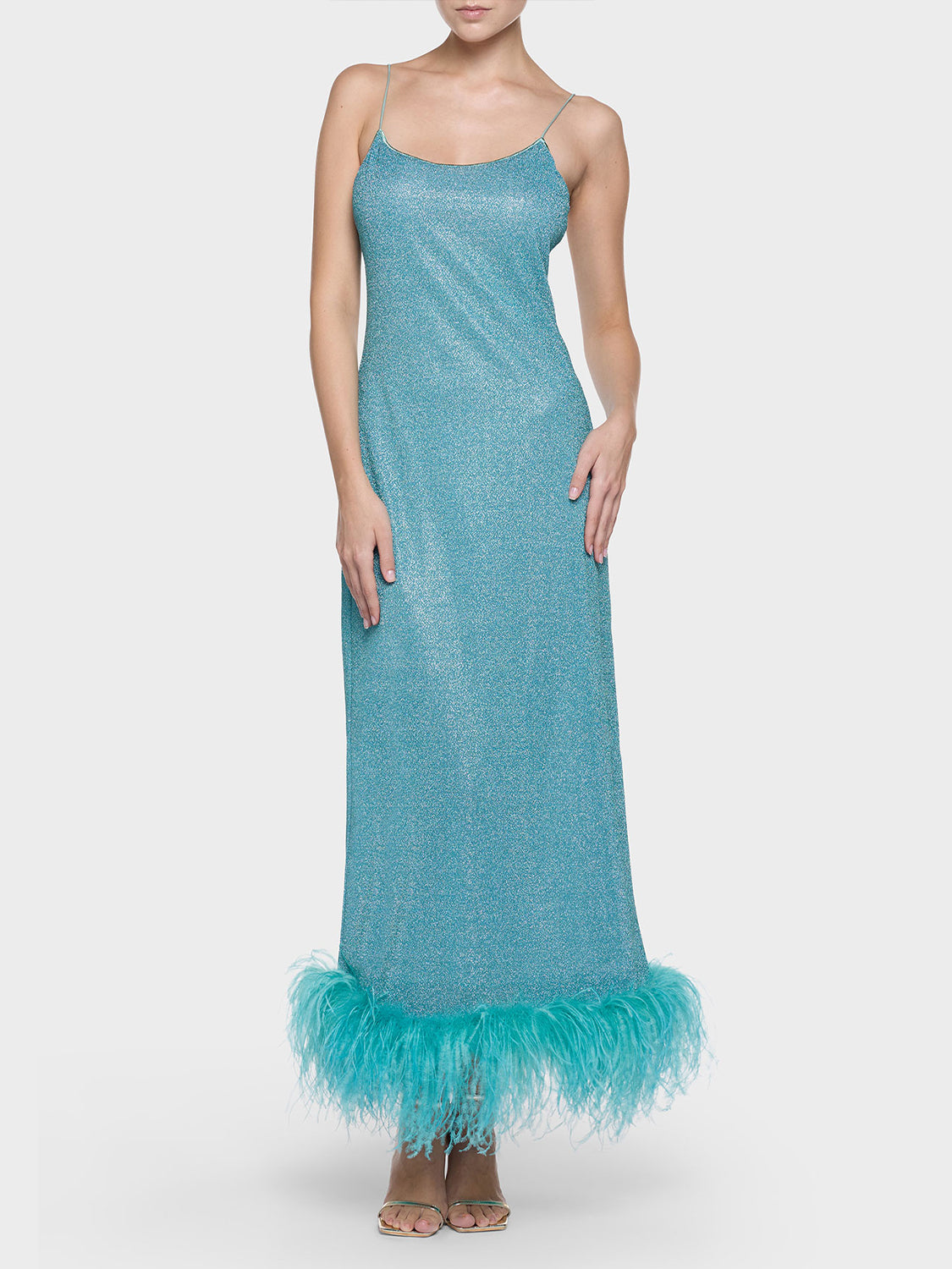 Abito lungo Lumière Plumage Slip OSÉREE Donna - Blue