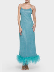 Abito lungo Lumière Plumage Slip OSÉREE Donna - Blue