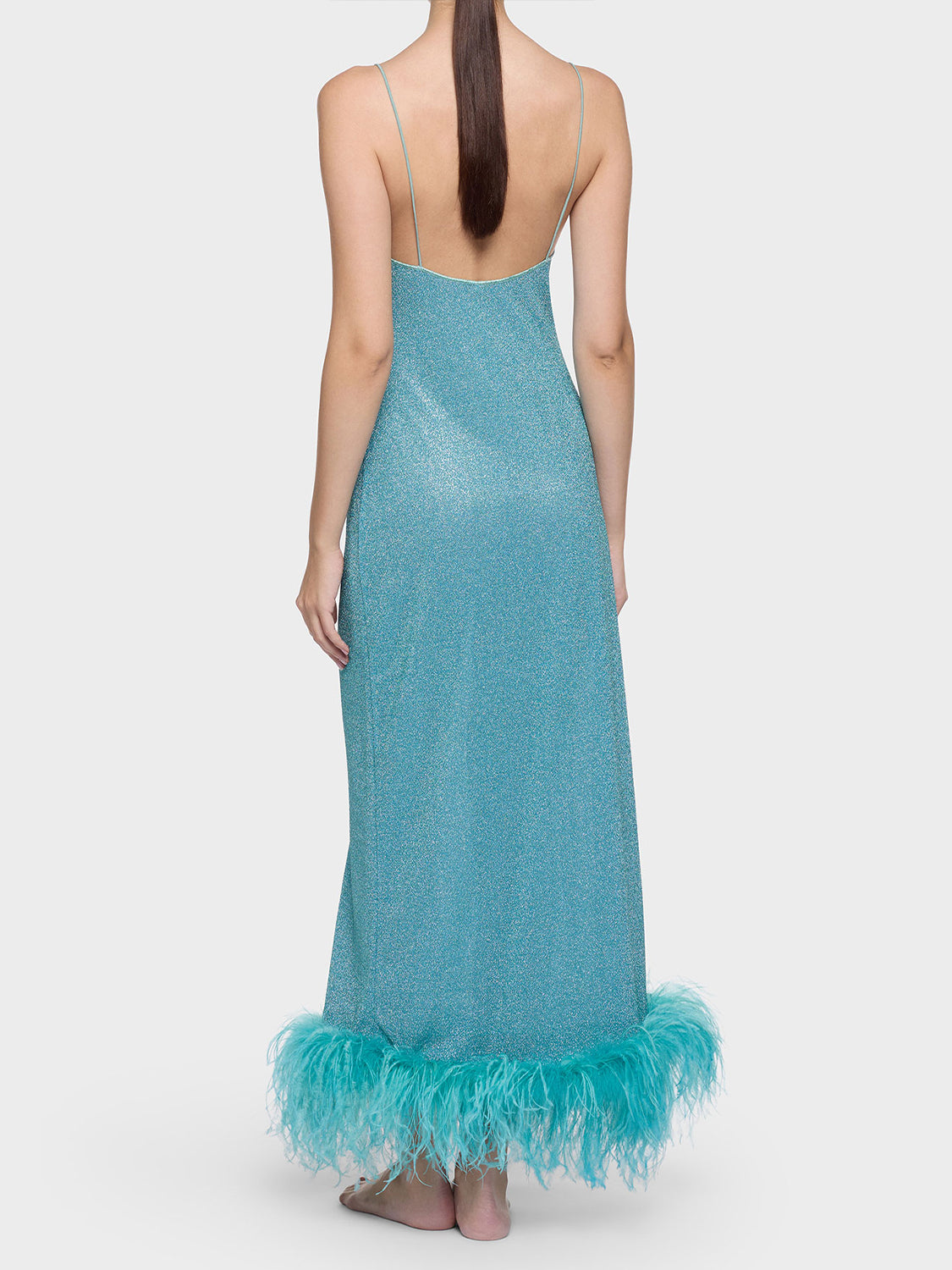 Abito lungo Lumière Plumage Slip OSÉREE Donna - Blue