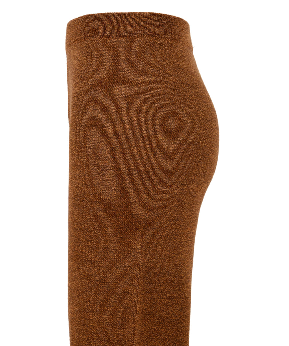 Immagine laterale del pantalone wide leg da donna Akep in marrone con fascia in vita.