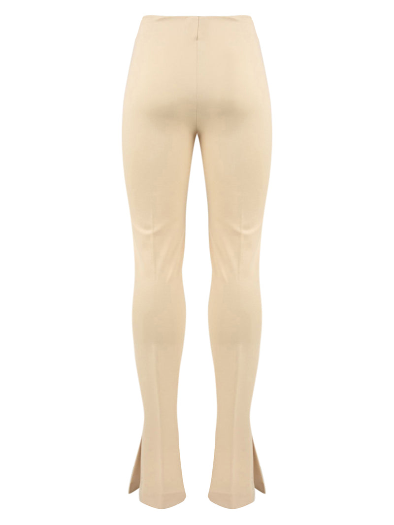 Immagine retro del pantalone aderente con spacchi laterali sul fondo  da donna in bianco Akep.