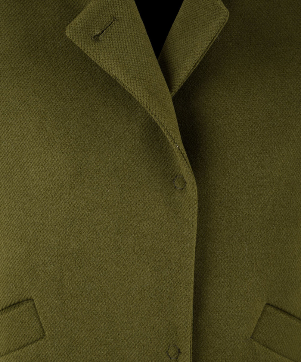 Cappotto lungo Donna Alveare Verde, Chapeau, bottoni
