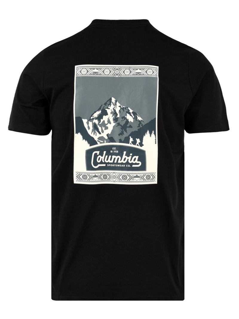 T-shirt Uomo nera con stampa, Columbia, retro