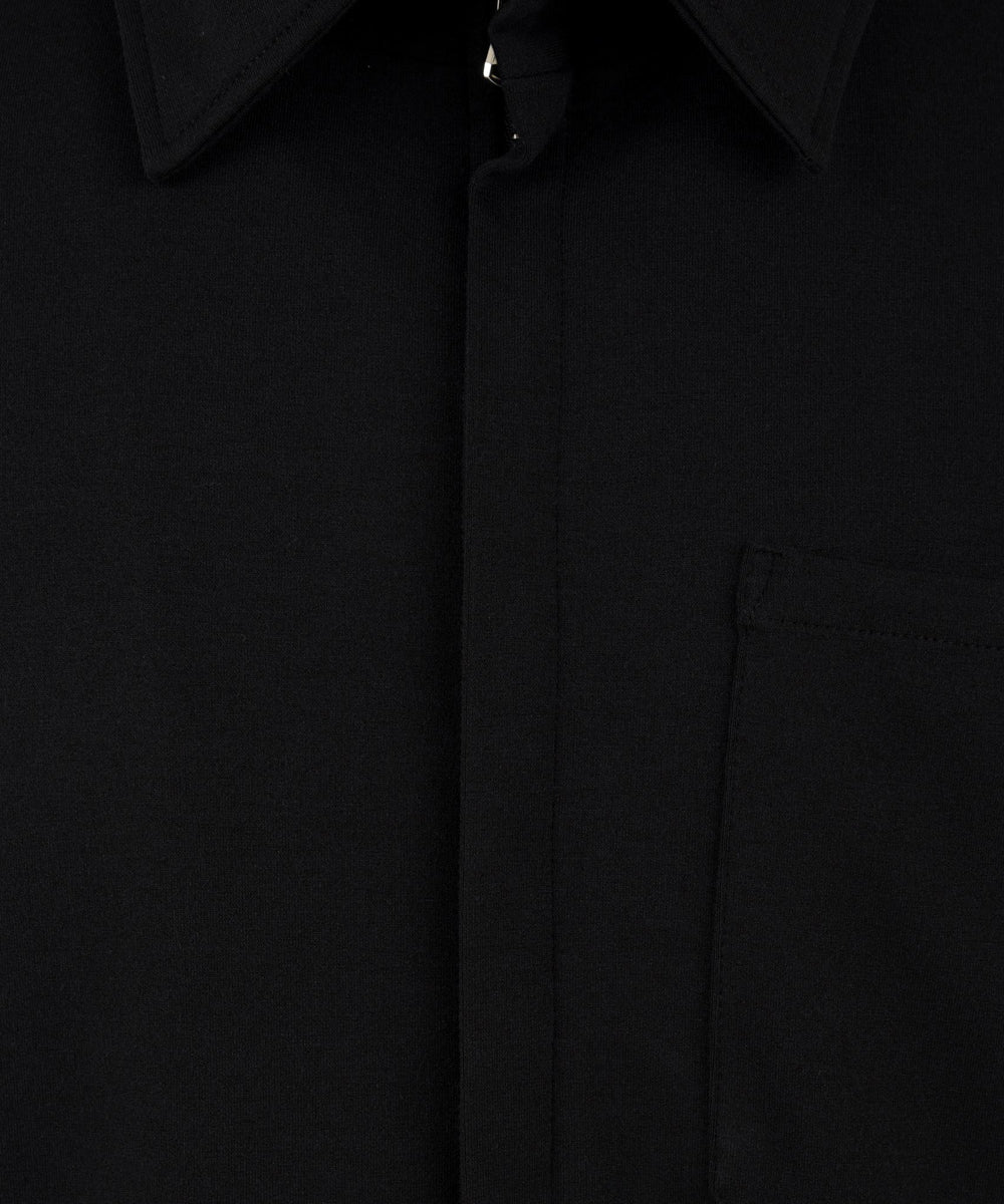 Camicia Uomo Nera con zip frontale e taschino sul petto