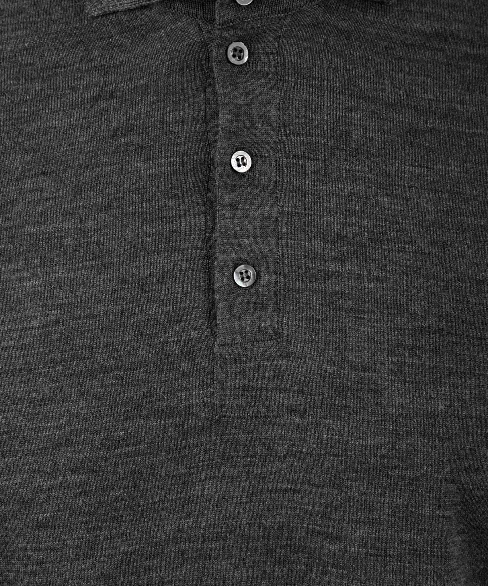 Polo Uomo lunga in lana Grigio, Drumohr, dettaglio bottoni