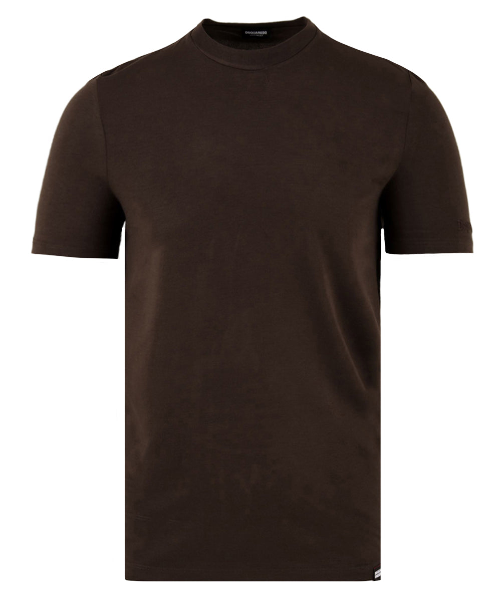 T-shirt intima Uomo Marrone, realizzata in cotone, a girocollo