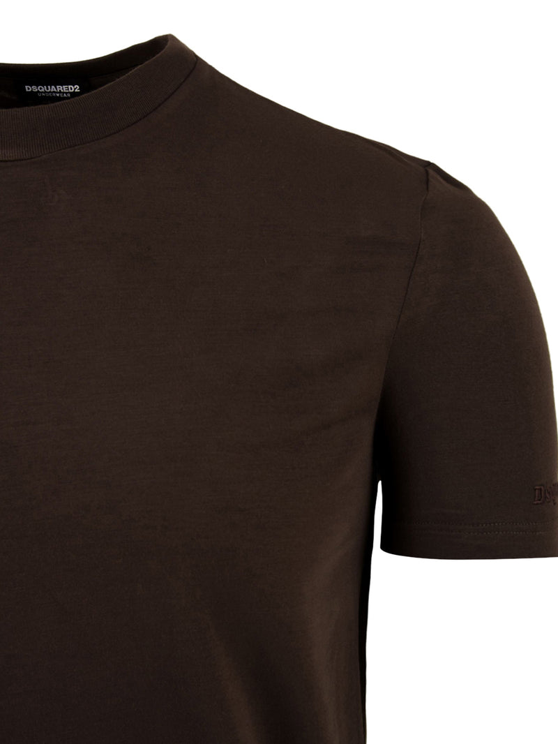 T-shirt intima Uomo Marrone, realizzata in cotone, a girocollo